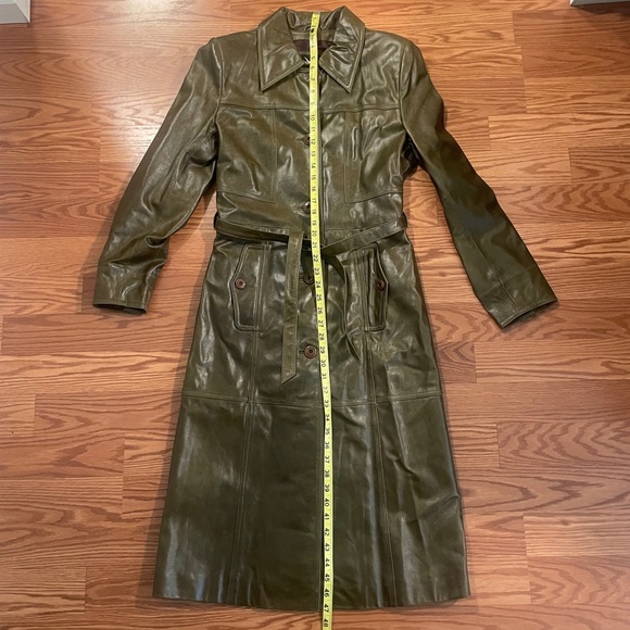 Wilson Maxima Vintage Dark Green Women Leather Trench Coat SizeS - Picture 6 of 10